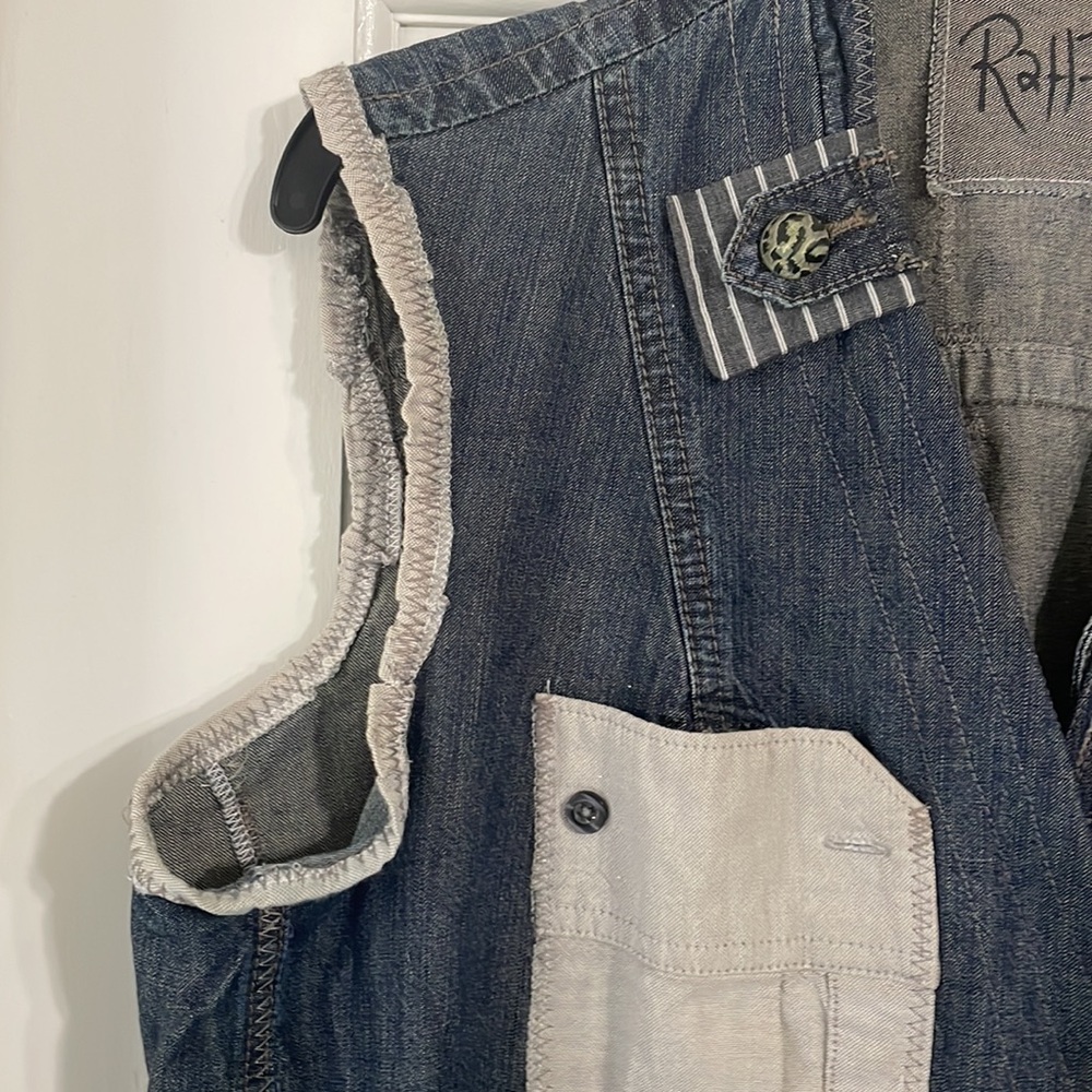 Patchwork Denim Vest with Button Accents - image 6